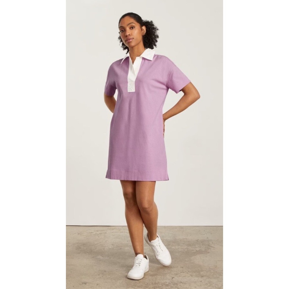EVERLANE Organic‎ Cotton Polo Shirt Dress Lavender Purple XS Embroidered E Logo